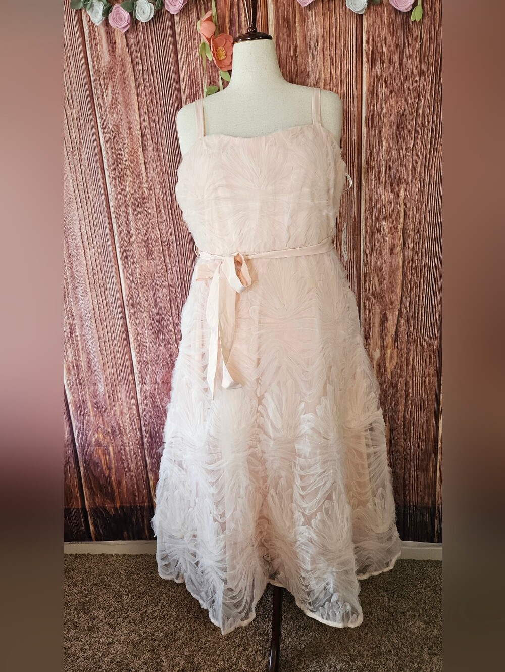 New Arula 3D Tulle Formal Midi Dress Plus Size 14/16  1X